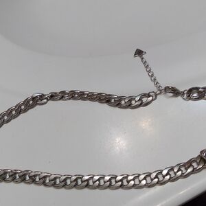 Guess silver long chain lady necklace